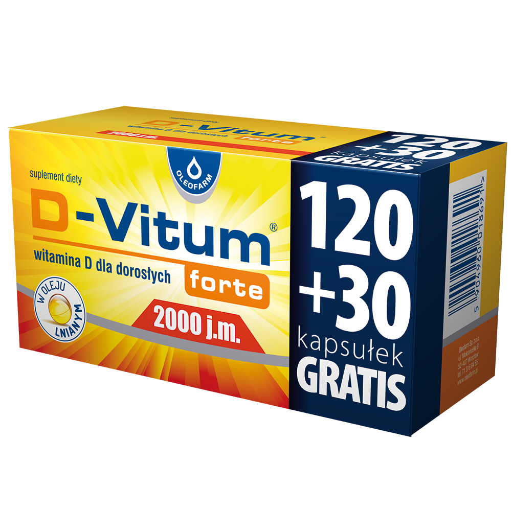 D-Vitum Forte 2000 j.m., witamina D dla dorosłych, 150 kapsułek