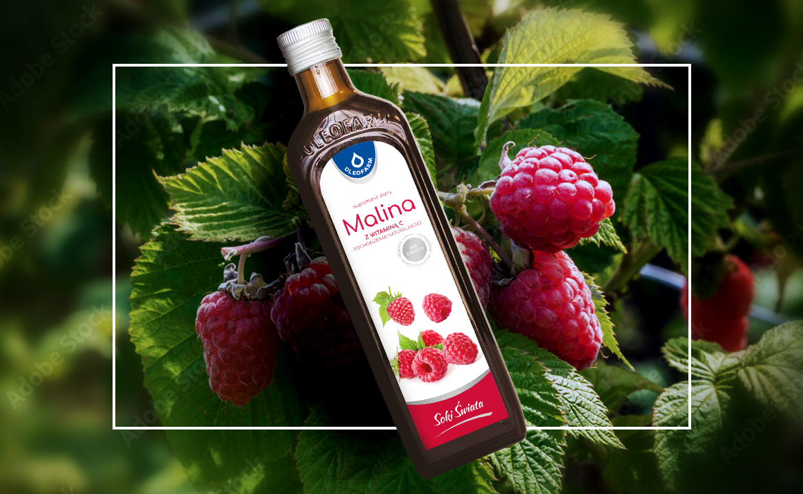 baner sok z owoców maliny z naturalną witaminą C