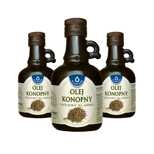 Zestaw 3 x olej konopny tłoczony na zimno, 3 x 250 ml