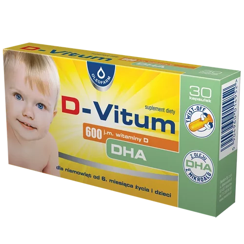   D-Vitum 600 j.m. witaminy D DHA, 30 kapsułek twist-off