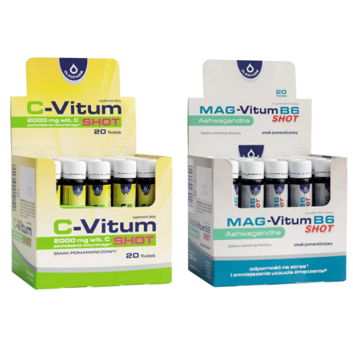 Zestaw 20 x C-Vitum 2000 mg SHOT + 20 x Mag-Vitum B6 Ashwagandha SHOT