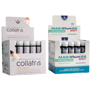 Zestaw 20 x Collatris Beauty SHOT 13000 mg + 20 x Mag-Vitum B6 Ashwagandha SHOT