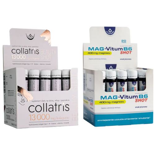 Zestaw 20 x Collatris Beauty SHOT 13000 mg + 20 x Mag-Vitum B6 SHOT