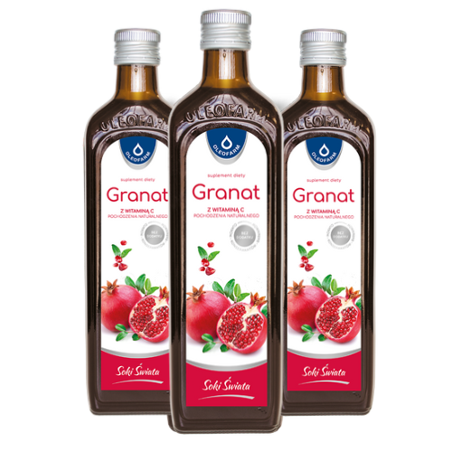 Zestaw 3x sok z owoców granatu z naturalną witaminą C, 3 x 490 ml