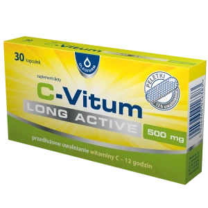 C-Vitum Long Active 500 mg - witamina C o przedłużonym uwalnianiu, 30 kapsułek