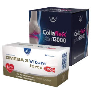 Zestaw Collaflex PLUS 13 000 + Omega 3-Vitum forte, 20 fiolek + 60 kapsułek