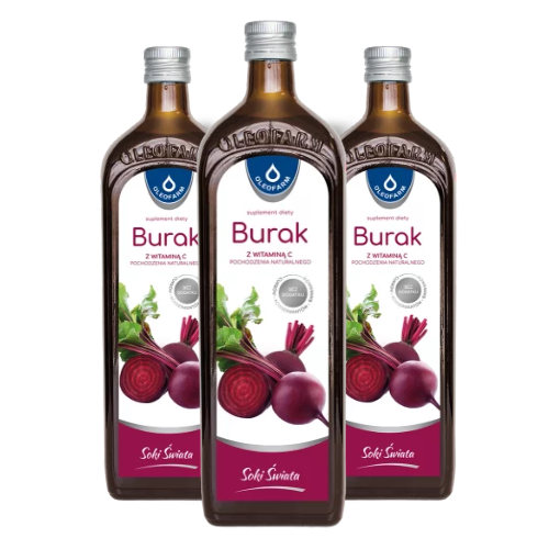 Zestaw 3x sok z buraka ćwikłowego z naturalną witaminą C, 3 x 980 ml