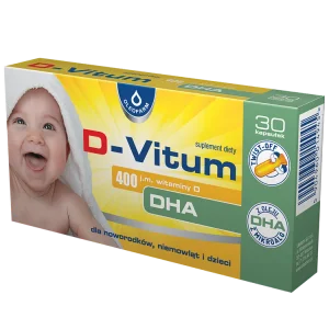 D-Vitum 400 j.m. witaminy D DHA dla niemowląt, 30 kapsułek twist-off