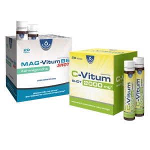 Zestaw C-Vitum SHOT 2000mg + Mag-Vitum B6 Ashwagandha SHOT, 20 fiolek + 20 fiolek