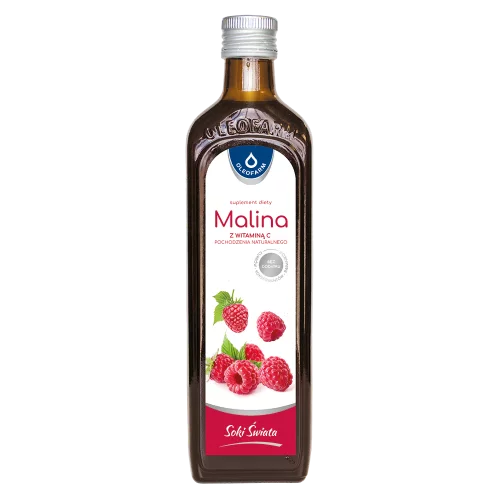 Malina, sok z owoców maliny z naturalną witaminą C, 490 ml