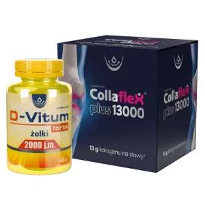 Zestaw Collaflex PLUS 13 000 + D-Vitum forte 2000 j.m., 20 fiolek + 60 żelków