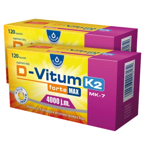 Zestaw 2 x D-Vitum forte MAX 4000 K2, 2 x 120 kapsułek