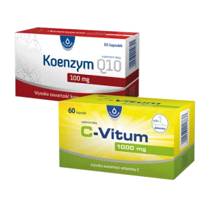 Zestaw Koenzym Q10 Ubichinon + C-Vitum Witamina C 1000 mg, 60 kapsułek + 60 kapsułek