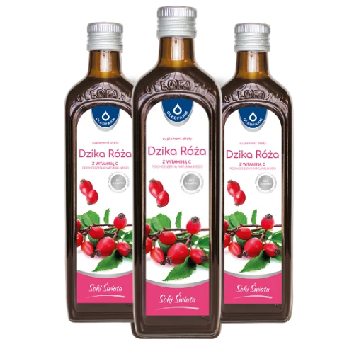 Zestaw 3x sok z dzikiej róży z naturalną witaminą C, 3 x 490 ml
