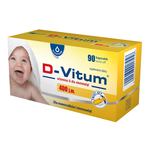 D-Vitum witamina D dla niemowląt 400 j.m., 90 kapsułek twist-off