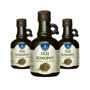 Zestaw 3 x olej konopny tłoczony na zimno, 3 x 250 ml