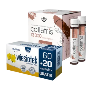 Zestaw Collatris Beauty SHOT 13 000 + Wiesiołek OleoVitum, 20 fiolek + 80 kapsułek (60+20 GRATIS)