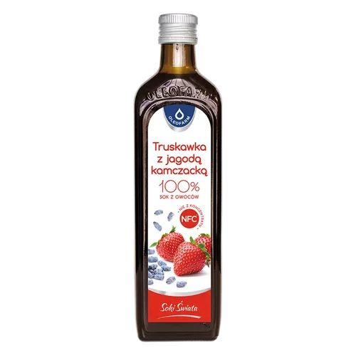 Truskawka z Jagodą Kamczacką, sok z owoców, 490 ml