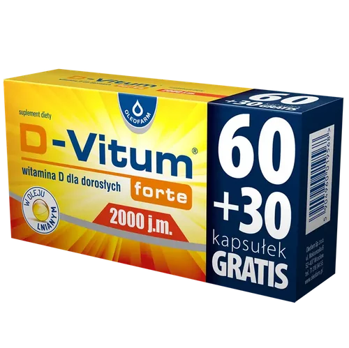 D-Vitum forte 2000 j.m., 90 kapsułek (60 + 30 GRATIS)