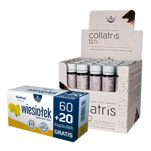 Zestaw Collatris Beauty SHOT 13 000 + Wiesiołek OleoVitum, 20 fiolek + 80 kapsułek (60+20 GRATIS)