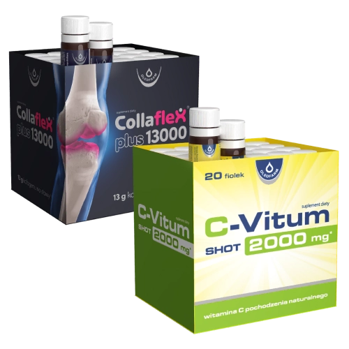 Zestaw Collaflex PLUS 13 000 + Zestaw C-Vitum SHOT 2000mg, 20 fiolek + 20 fiolek