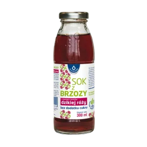 Sok z brzozy z naparem z dzikiej róży bez dodatku cukru, 300 ml