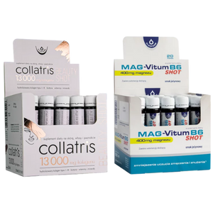 Zestaw Collatris Beauty SHOT 13 000 + Mag-Vitum B6 SHOT, 20 fiolek + 20 fiolek