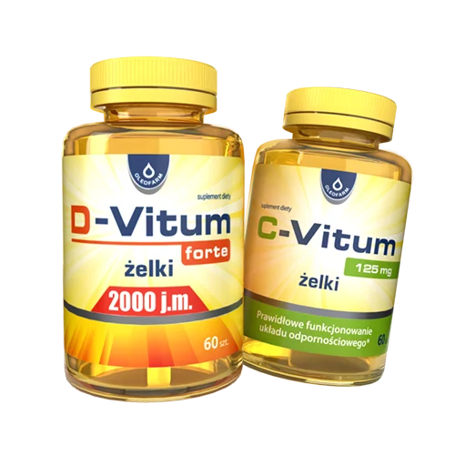 D-Vitum forte 2000 j.m. witamina D + C-Vitum żelki, 60 szt + 60 żelków