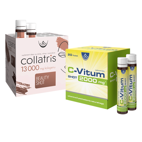 Zestaw Collatris Beauty SHOT 13 000 + C-Vitum SHOT 2000mg, 20 fiolek + 20 fiolek
