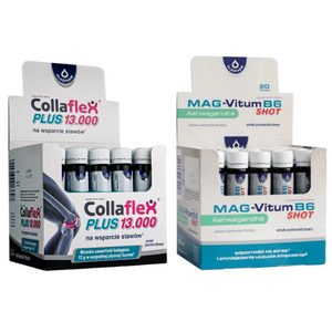 Zestaw 20 x Collaflex PLUS 13.000 + 20 x Mag-Vitum B6 Ashwagandha SHOT