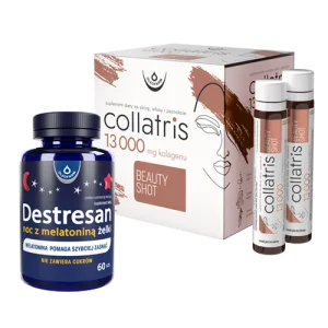 Zestaw Collatris Beauty SHOT 13 000 + Destresan noc z melatoniną, 20 fiolek + 60 żelków