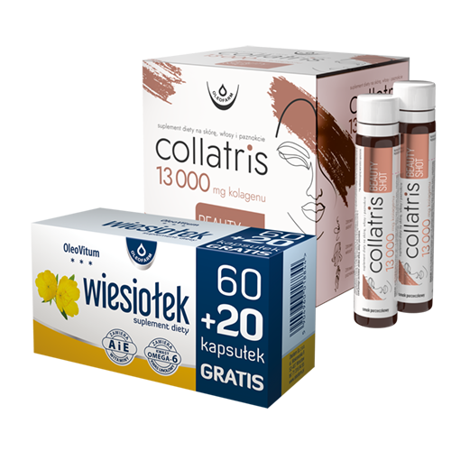 Zestaw Collatris Beauty SHOT 13 000 + Wiesiołek OleoVitum, 20 fiolek + 80 kapsułek (60+20 GRATIS)