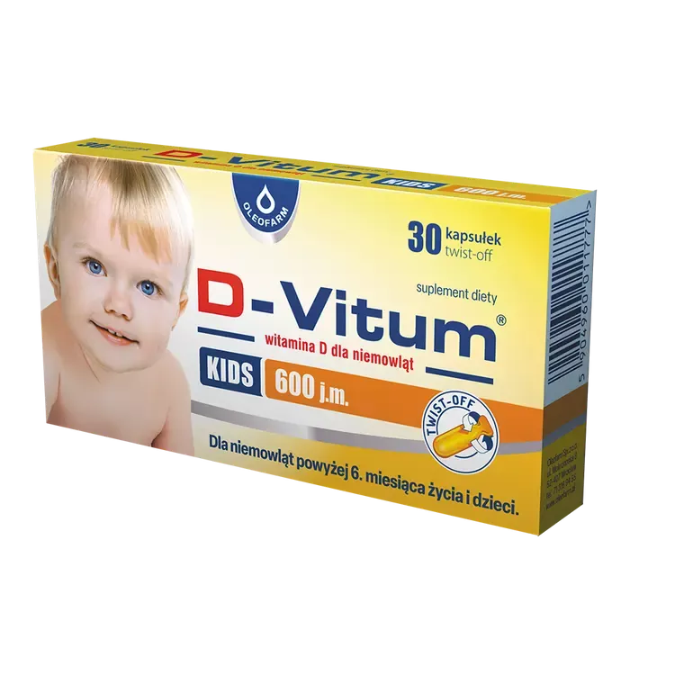 D-Vitum KIDS witamina D dla niemowląt 600 j.m., 30 kapsułek twist-off