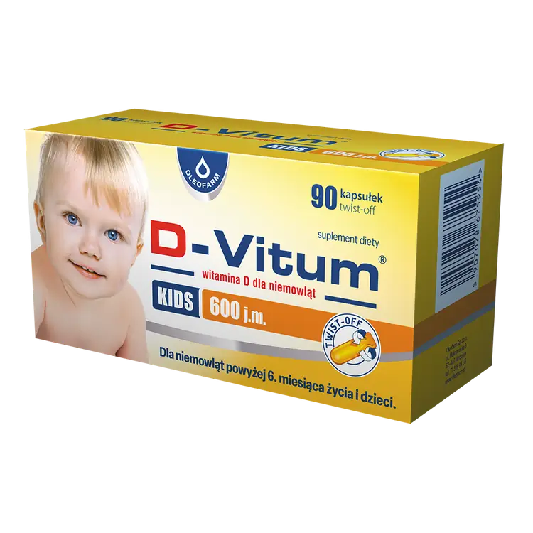 D-Vitum KIDS witamina D dla niemowląt 600 j.m., 90 kapsułek twist-off