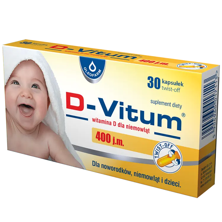 D-Vitum witamina D dla niemowląt 400 j.m. – 30 kaps. twist-off