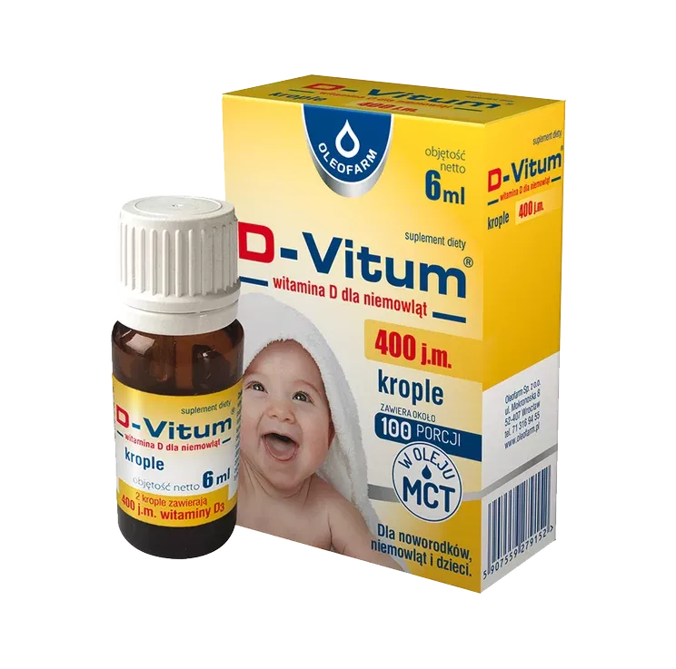 D-Vitum witamina D dla niemowląt krople 400 j.m., 6 ml