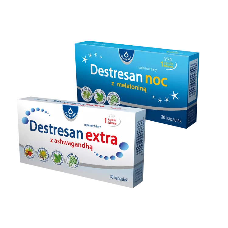Zestaw Destresan Noc z melatonią + Destresan Extra z ashwagandhą