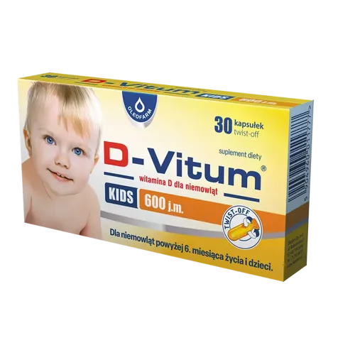 D-Vitum KIDS witamina D dla niemowląt 600 j.m., 30 kapsułek twist-off 