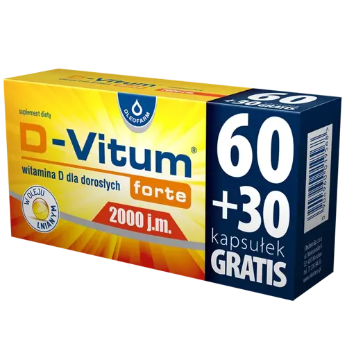 D-Vitum forte 2000 j.m., 90 kapsułek (60 + 30 GRATIS)