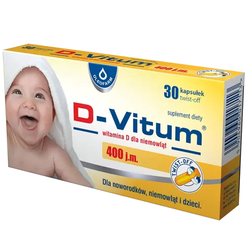 D-Vitum witamina D dla niemowląt 400 j.m. – 30 kaps. twist-off