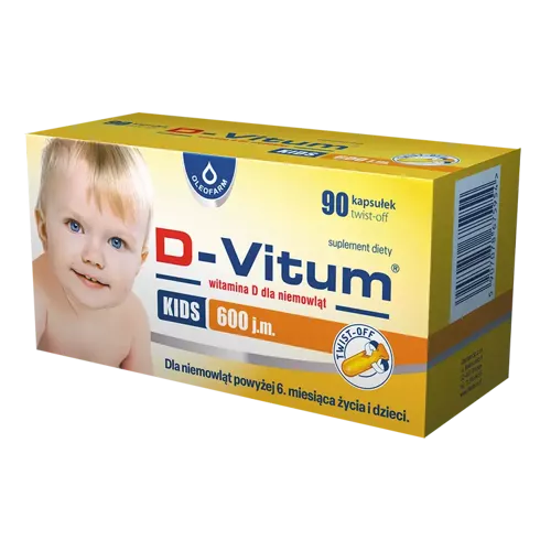 D-Vitum witamina D dla niemowląt 600 j.m., 90 kapsułek twist-off 