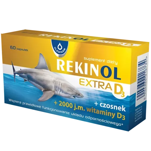 Rekinol Extra D3, olej z wątroby rekina, 60 kapsułek