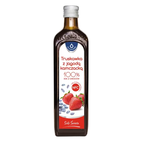 Truskawka z Jagodą Kamczacką, sok z owoców, 490 ml