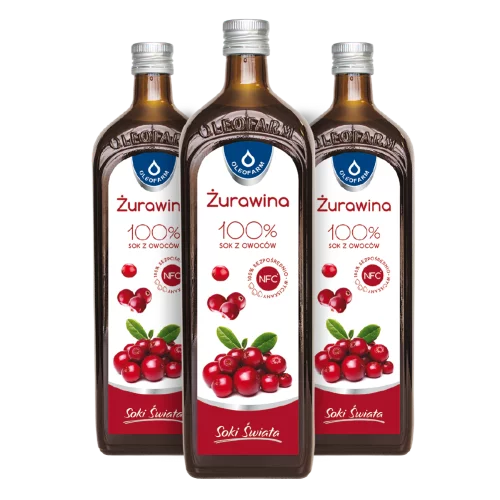 Zestaw 3 x Sok Żurawina 100%, 980 ml